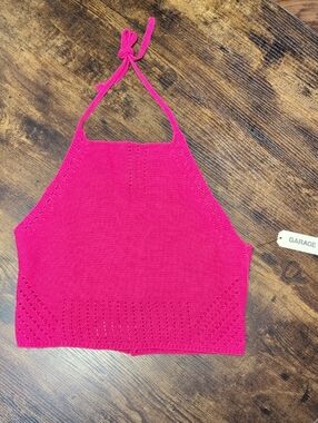 ❤️NWT❤️ Garage Knit Style Halter Top Mini Crop Top Tank Neck Tye, Large